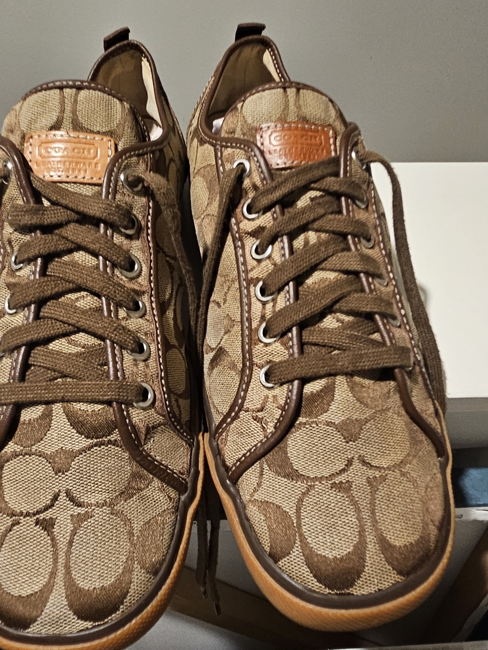 Coach Men’s Brown Signature Canvas Sneakers - Picture 7 of 12